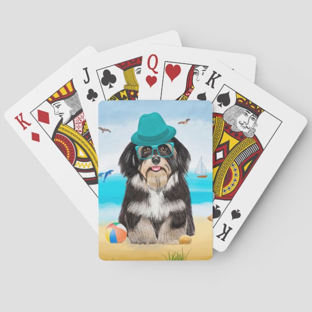 Havanese Dog on Beach Playing Cards (Back)