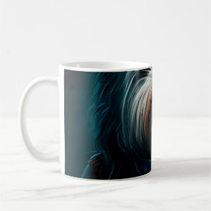 Havanese dog on bike digital painting coffee mug