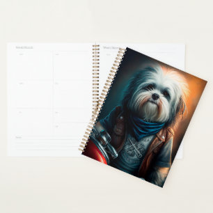 Havanese dog on bike digital painting planner