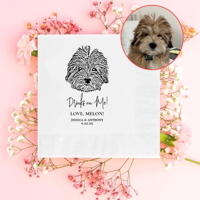 Havanese Dog Personalised Drinks on Me Napkin (Creator Uploaded)