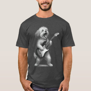 Havanese Dog Playing Guitar Rock Music Dog Lover f T-Shirt
