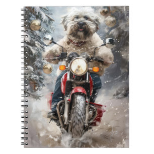 Havanese Dog Riding Motorcycle Christmas Notebook