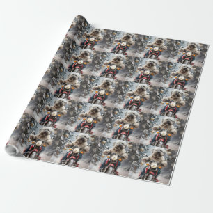 Havanese Dog Riding Motorcycle Christmas Wrapping Paper