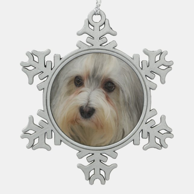 Havanese Dog Snowflake Pewter Christmas Ornament (Front)