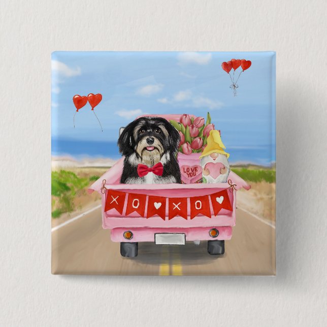 Havanese Dog Valentine's Day Truck 15 Cm Square Badge (Front)