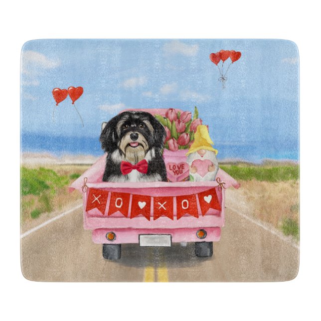 Havanese Dog Valentine's Day Truck  Cutting Board (Front)