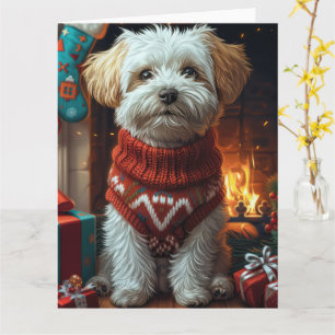Havanese Dog With Christmas Gifts  Card