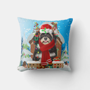 Havanese dog with Christmas gifts Cushion