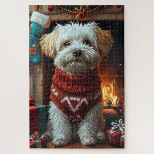 Havanese Dog With Christmas Gifts  Jigsaw Puzzle