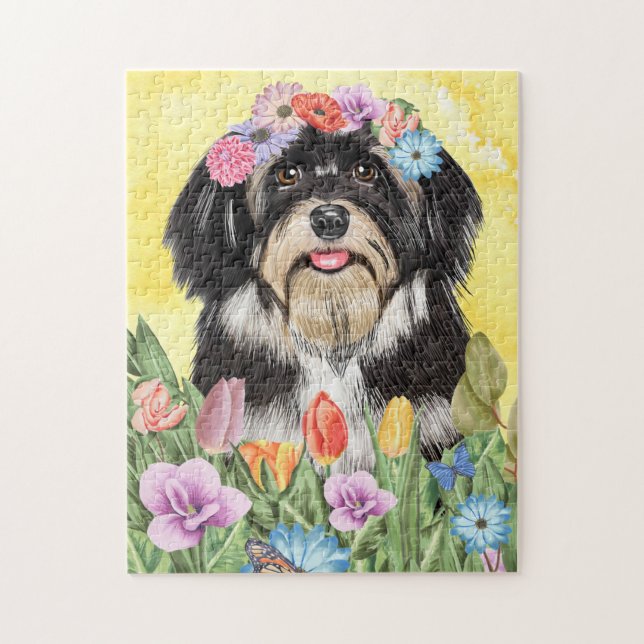  Havanese Dog with Flowers Spring Jigsaw Puzzle (Vertical)