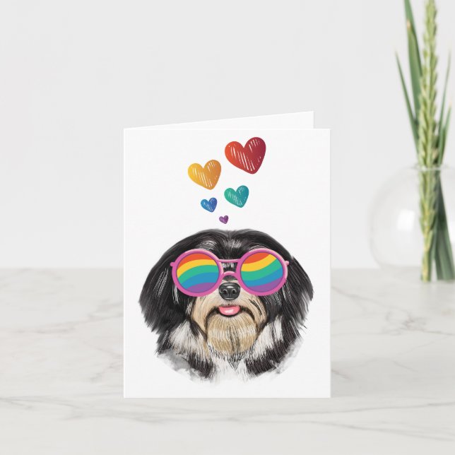Havanese Dog with Hearts Valentine's Day Card (Front)