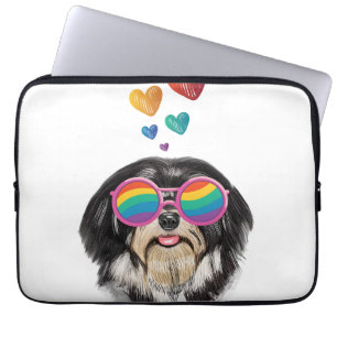 Havanese Dog with Hearts Valentine's Day Laptop Sleeve