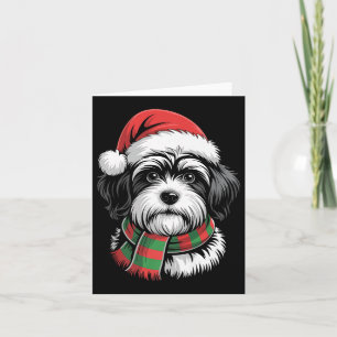 Havanese Dog Xmas Santa Hat Scarf Christmas Costum Card