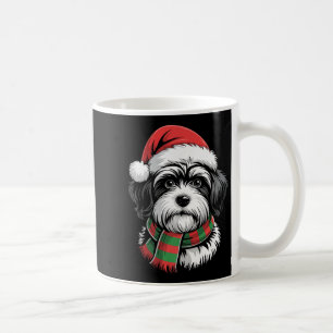 Havanese Dog Xmas Santa Hat Scarf Christmas Costum Coffee Mug