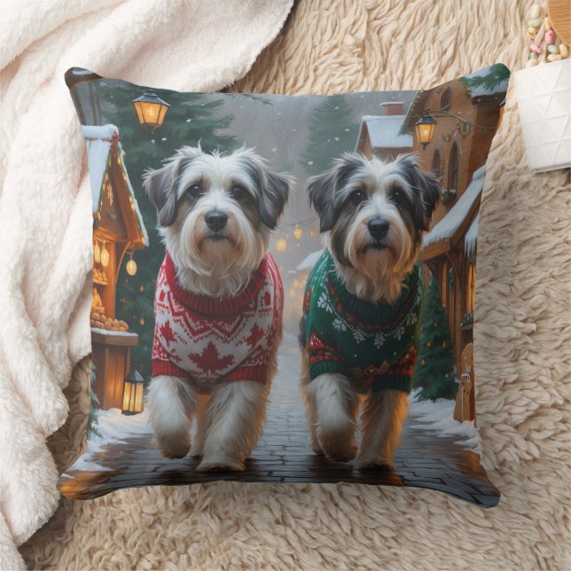 Havanese Dogs Christmas Snow Holiday  Cushion (Blanket)