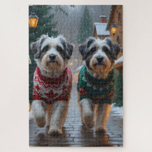 Havanese Dogs Christmas Snow Holiday Jigsaw Puzzle