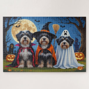 Havanese Dogs Pumpkin Halloween Funny  Jigsaw Puzzle