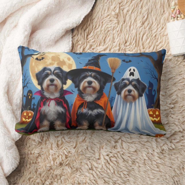 Havanese Dogs Pumpkin Halloween Funny  Lumbar Cushion (Blanket)