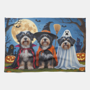 Havanese Dogs Pumpkin Halloween Funny  Tea Towel