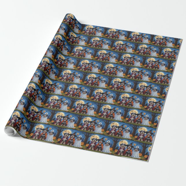 Havanese Dogs Pumpkin Halloween Funny  Wrapping Paper (Unrolled)