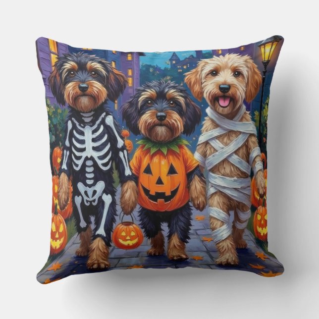 Havanese Dogs Trick-or-Treating Halloween Costumes Cushion (Back)
