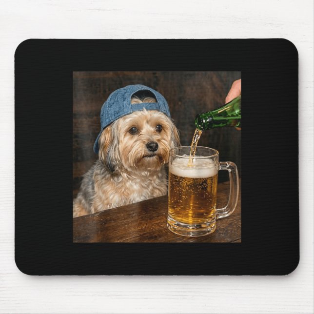 Havanese Drinking Beer Funny Havanese Dog Meme Mouse Pad (Front)