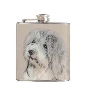 Havanese (Gold Sable) Painting - Original Dog Art Hip Flask