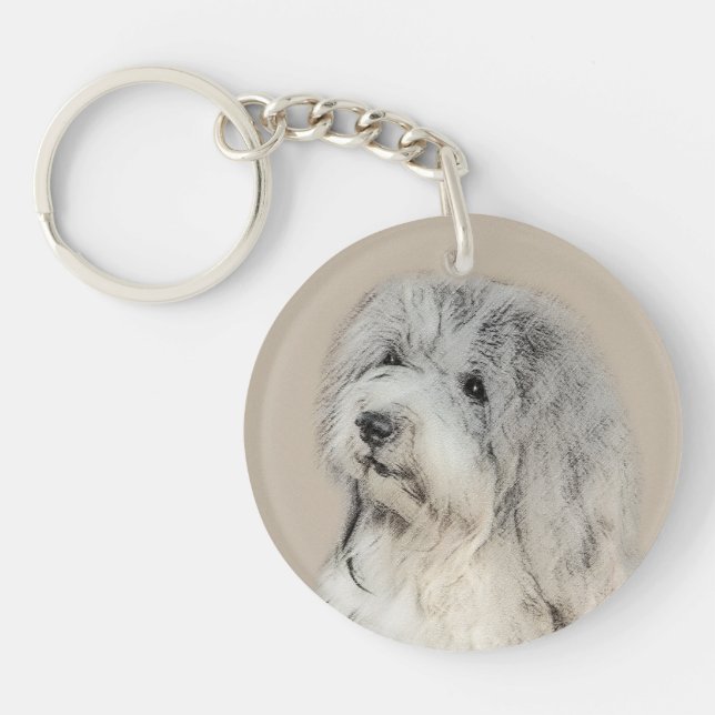 Havanese (Gold Sable) Painting - Original Dog Art Key Ring (Front)