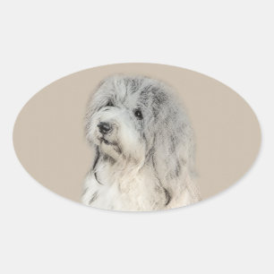 Havanese (Gold Sable) Painting - Original Dog Art Oval Sticker