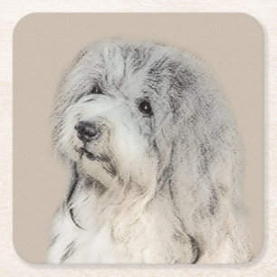 Havanese (Gold Sable) Painting - Original Dog Art Square Paper Coaster