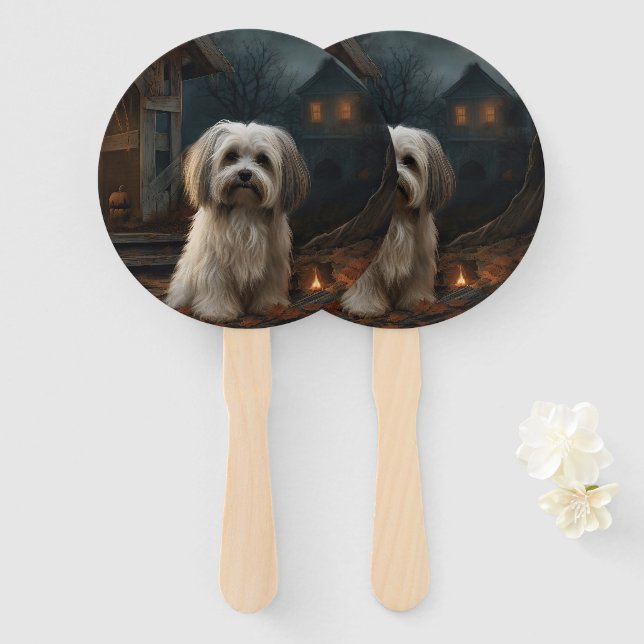 Havanese Halloween Scary Hand Fan (Front and Back)