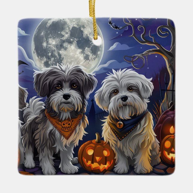 Havanese Halloween Spooky Ceramic Ornament (Front)