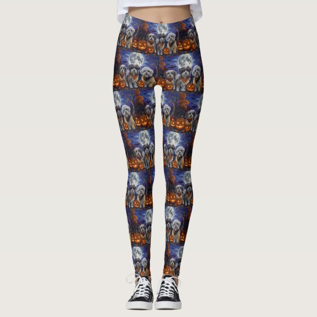 Havanese Halloween Spooky Leggings (Front)