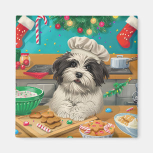 Havanese Holiday Baking: Festive Christmas Magnet
