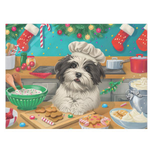 Havanese Holiday Baking: Festive Christmas Tablecloth