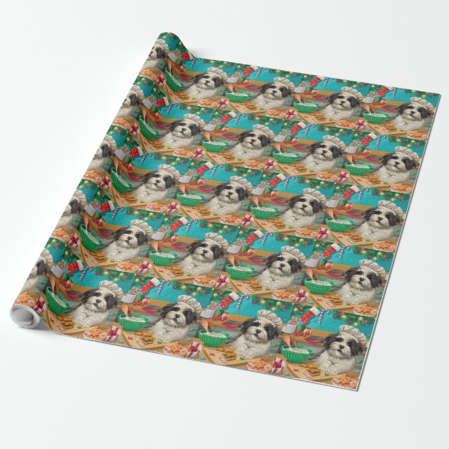 Havanese Holiday Baking: Festive Christmas Wrapping Paper (Unrolled)
