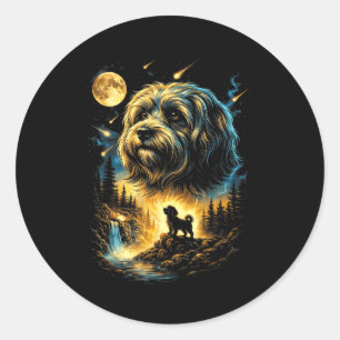 Havanese howling to the moon vintage 90s funny dog classic round sticker
