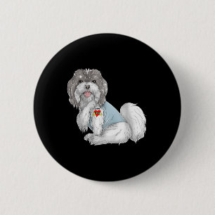 Havanese I Love Mum Tattoo Dog Shirt Funny Mothers 6 Cm Round Badge