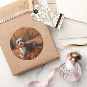 Havanese in Autumn Leaves Fall Inspire  Classic Round Sticker