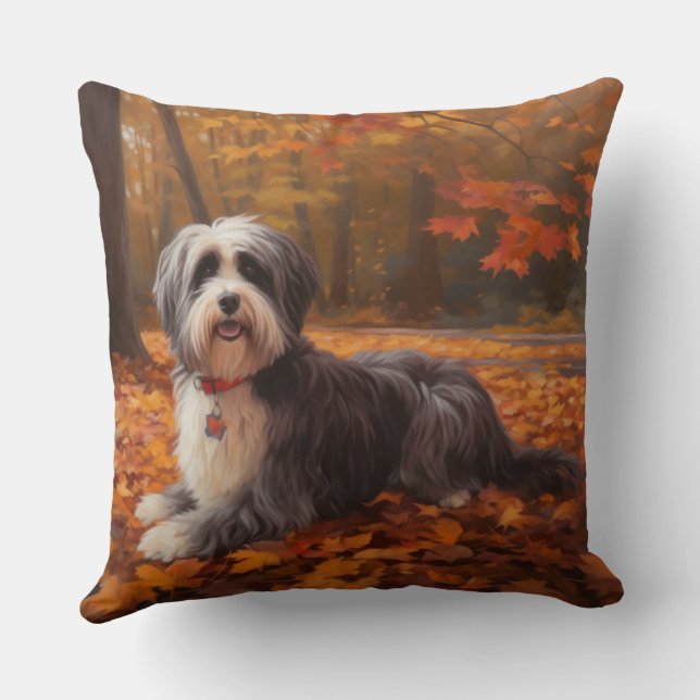 Havanese in Autumn Leaves Fall Inspire  Cushion (Back)