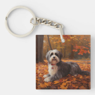 Havanese in Autumn Leaves Fall Inspire Key Ring