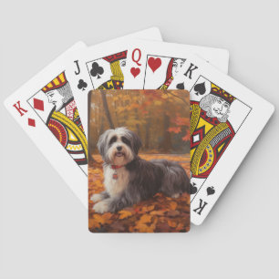 Havanese in Autumn Leaves Fall Inspire Playing Cards