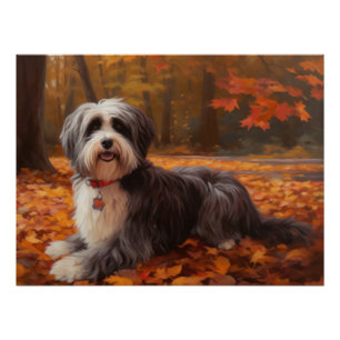 Havanese in Autumn Leaves Fall Inspire Poster