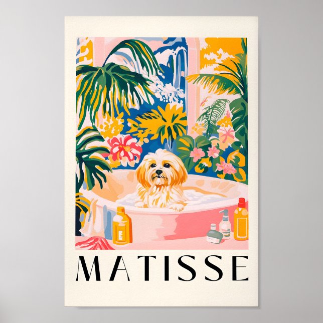 Havanese In Bathtub, Funny Bathroom Vanity Poster, Poster (Front)
