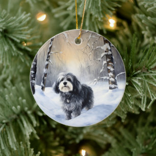 Havanese Let It Snow Christmas Ceramic Ornament