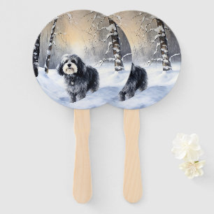Havanese Let It Snow Christmas Hand Fan