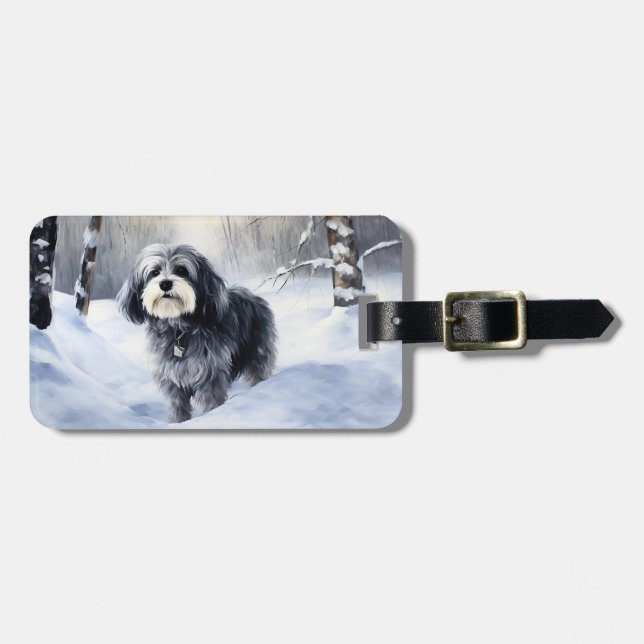 Havanese Let It Snow Christmas Luggage Tag (Front Horizontal)