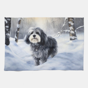 Havanese Let It Snow Christmas Tea Towel