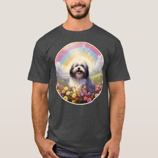 Havanese Memorial Rainbow Bridge Colourful Dog Art T-Shirt