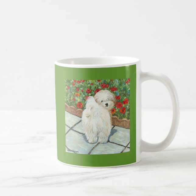 Havanese n Poppies Art Print Gifts & Cards Coffee Mug (Right)